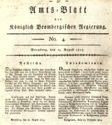 Amts-Blatt der Königlich Brombergischen Regierung. 1815.08.25 No.4