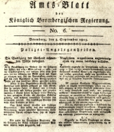 Amts-Blatt der Königlich Brombergischen Regierung. 1815.09.08 No.6
