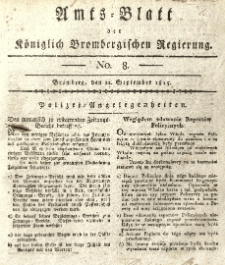 Amts-Blatt der K&ouml;niglich Brombergischen Regierung. 1815.09.22 No.8
