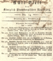 Amts-Blatt der K&ouml;niglich Brombergischen Regierung. 1815.11.03 No.14