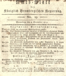 Amts-Blatt der K&ouml;niglich Brombergischen Regierung. 1815.12.08 No.19
