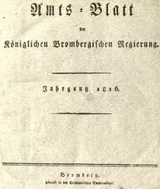Amts-Blatt der K&ouml;niglich Brombergischen Regierung. 1816.01.05 No.1