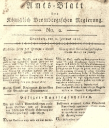 Amts-Blatt der K&ouml;niglich Brombergischen Regierung. 1816.01.12 No.2