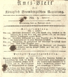 Amts-Blatt der K&ouml;niglich Brombergischen Regierung. 1816.01.19 No.3