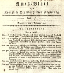 Amts-Blatt der Königlich Brombergischen Regierung. 1816.02.02 No.5