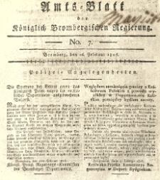 Amts-Blatt der K&ouml;niglich Brombergischen Regierung. 1816.02.16 No.7