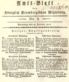 Amts-Blatt der K&ouml;niglich Brombergischen Regierung. 1816.02.23 No.8