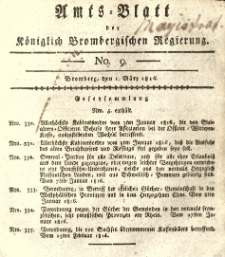 Amts-Blatt der Königlich Brombergischen Regierung. 1816.03.01 No.9