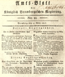 Amts-Blatt der K&ouml;niglich Brombergischen Regierung. 1816.03.15 No.11