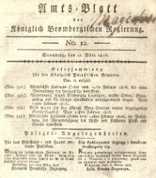 Amts-Blatt der K&ouml;niglich Brombergischen Regierung. 1816.03.22 No.12