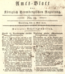Amts-Blatt der K&ouml;niglich Brombergischen Regierung. 1816.05.10 No.19