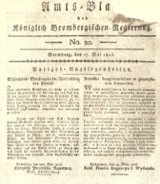 Amts-Blatt der K&ouml;niglich Brombergischen Regierung. 1816.05.17 No.20