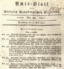Amts-Blatt der K&ouml;niglich Brombergischen Regierung. 1816.05.24 No.21