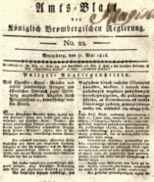 Amts-Blatt der K&ouml;niglich Brombergischen Regierung. 1816.05.31 No.22