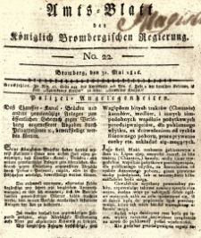Amts-Blatt der Königlich Brombergischen Regierung. 1816.05.31 No.22