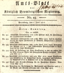 Amts-Blatt der Königlich Brombergischen Regierung. 1816.06.07 No.23