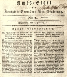 Amts-Blatt der K&ouml;niglich Brombergischen Regierung. 1816.06.14 No.24