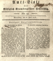 Amts-Blatt der K&ouml;niglich Brombergischen Regierung. 1816.06.21 No.25