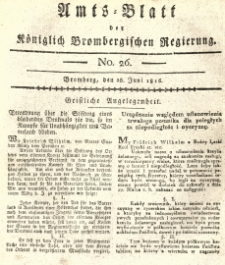 Amts-Blatt der K&ouml;niglich Brombergischen Regierung. 1816.06.28 No.26