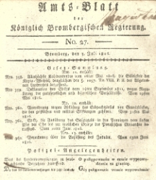 Amts-Blatt der K&ouml;niglich Brombergischen Regierung. 1816.07.05 No.27
