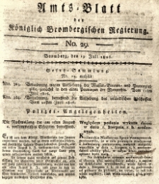 Amts-Blatt der K&ouml;niglich Brombergischen Regierung. 1816.07.19 No.29