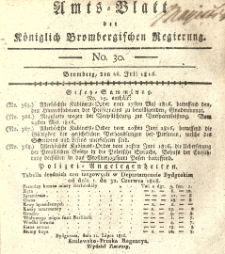 Amts-Blatt der K&ouml;niglich Brombergischen Regierung. 1816.07.26 No.30