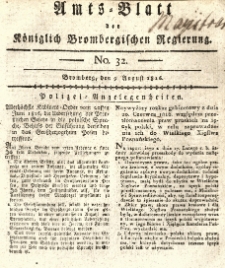 Amts-Blatt der K&ouml;niglich Brombergischen Regierung. 1816.08.09 No.32