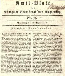 Amts-Blatt der K&ouml;niglich Brombergischen Regierung. 1816.08.16 No.33