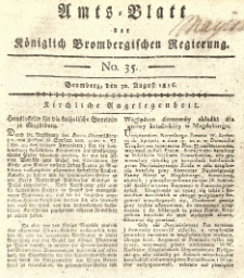 Amts-Blatt der K&ouml;niglich Brombergischen Regierung. 1816.08.30 No.35