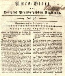 Amts-Blatt der K&ouml;niglich Brombergischen Regierung. 1816.09.06 No.36