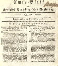 Amts-Blatt der K&ouml;niglich Brombergischen Regierung. 1816.09.13 No.37