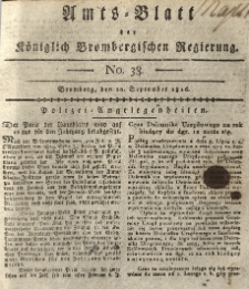 Amts-Blatt der K&ouml;niglich Brombergischen Regierung. 1816.09.20 No.38