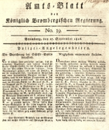 Amts-Blatt der Königlich Brombergischen Regierung. 1816.09.27 No.39
