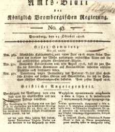 Amts-Blatt der K&ouml;niglich Brombergischen Regierung. 1816.10.25 No.43