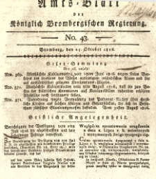 Amts-Blatt der Königlich Brombergischen Regierung. 1816.10.25 No.43