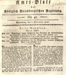 Amts-Blatt der K&ouml;niglich Brombergischen Regierung. 1816.11.08 No.45