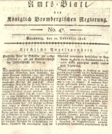 Amts-Blatt der K&ouml;niglich Brombergischen Regierung. 1816.11.22 No.47