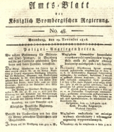 Amts-Blatt der K&ouml;niglich Brombergischen Regierung. 1816.11.29 No.48