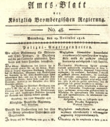 Amts-Blatt der Königlich Brombergischen Regierung. 1816.11.29 No.48