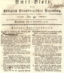 Amts-Blatt der K&ouml;niglich Brombergischen Regierung. 1816.12.06 No.49