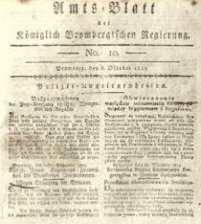 Amts-Blatt der K&ouml;niglich Brombergischen Regierung. 1815.10.06 No.10