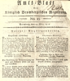Amts-Blatt der Königlich Brombergischen Regierung. 1816.03.29 No.13