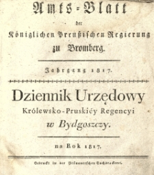 Amtsblatt der K&ouml;niglichen Preussischen Regierung zu Bromberg. 1817.01.03 No.1
