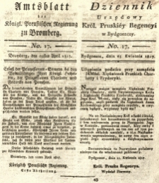 Amtsblatt der K&ouml;niglichen Preussischen Regierung zu Bromberg. 1817.04.25 No.17