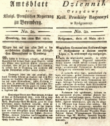 Amtsblatt der K&ouml;niglichen Preussischen Regierung zu Bromberg. 1817.05.16 No.20