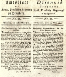Amtsblatt der K&ouml;niglichen Preussischen Regierung zu Bromberg. 1817.05.23 No.21