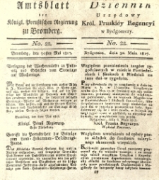 Amtsblatt der K&ouml;niglichen Preussischen Regierung zu Bromberg. 1817.05.30 No.22