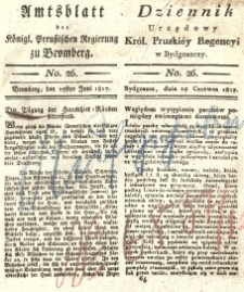 Amtsblatt der K&ouml;niglichen Preussischen Regierung zu Bromberg. 1817.06.27 No.26
