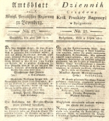 Amtsblatt der K&ouml;niglichen Preussischen Regierung zu Bromberg. 1817.07.04 No.27