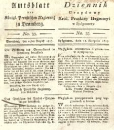 Amtsblatt der K&ouml;niglichen Preussischen Regierung zu Bromberg. 1817.08.15 No.33